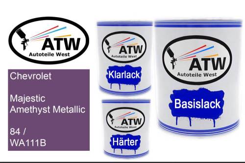 Chevrolet, Majestic Amethyst Metallic, 84 / WA111B: 1L Lackdose + 1L Klarlack + 500ml Härter - Set, von ATW Autoteile West.